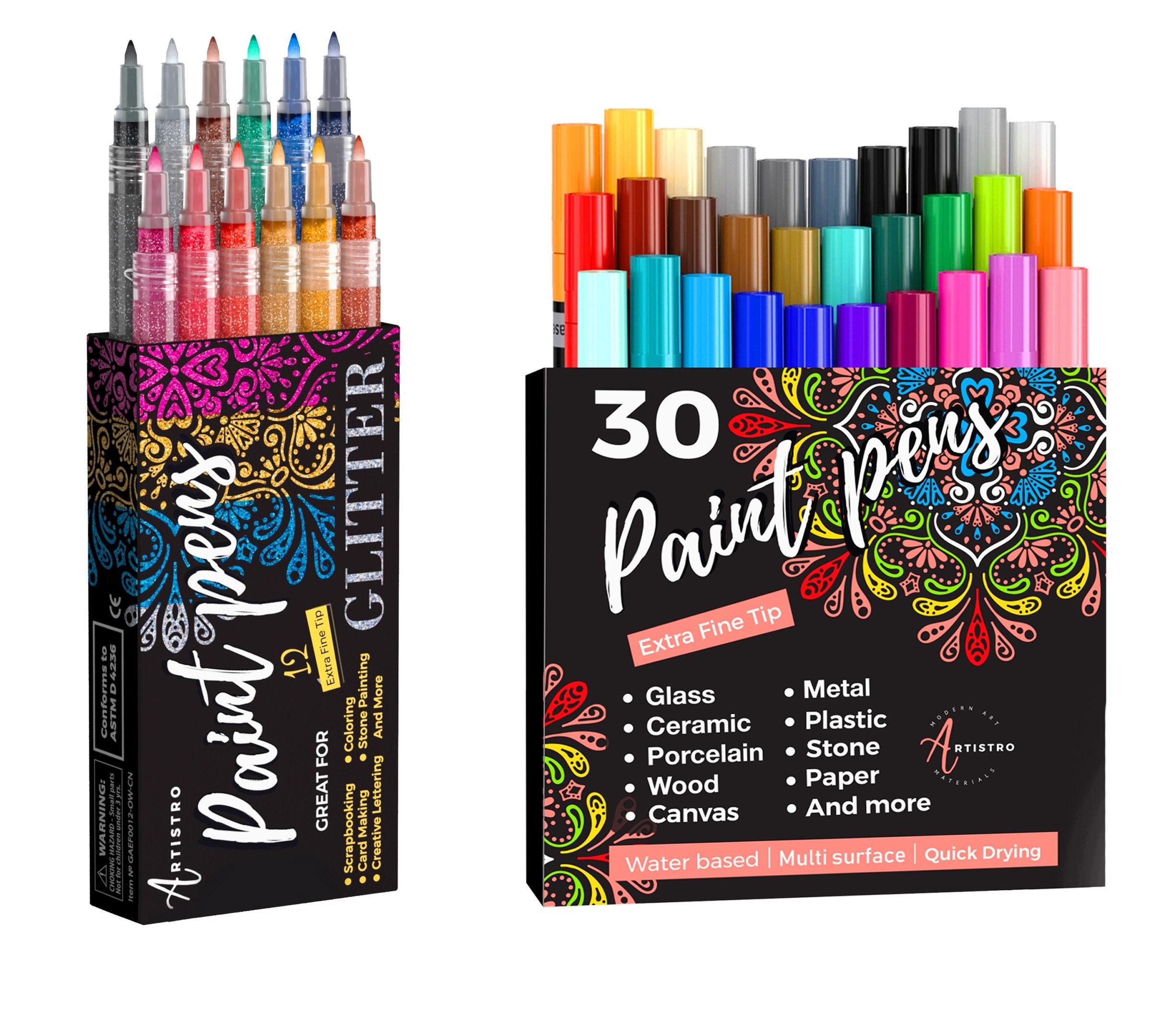 42 Artistro Cute Paint Pens 12 Metallic Markers Extra Fine 30 Fine