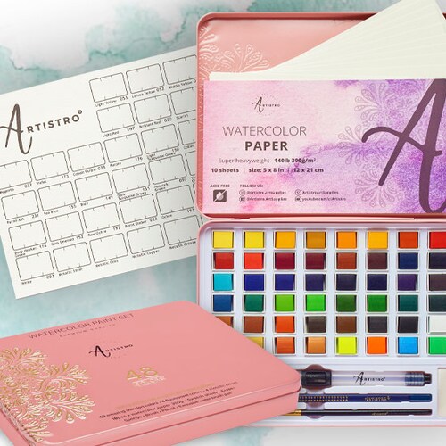 Artistro Watercolor Paint Set 48 Vivid Colors in Portable Box Etsy