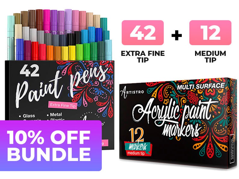 54 Acrylic Artistro Paint Pens 42 Extra Fine Tip Markers Etsy