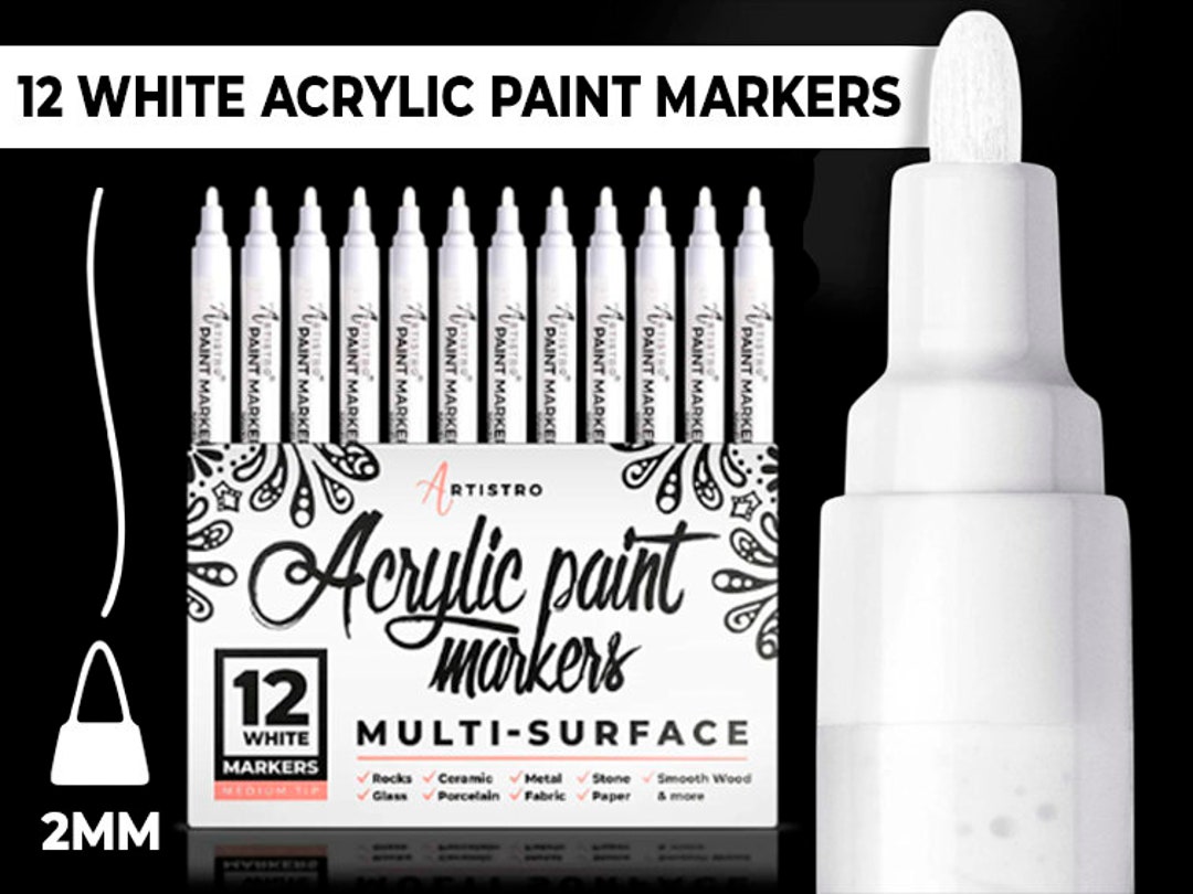 Artistro 12 Acrylic Glitter Paint Pens extra-fine Tip for Rock Painting,  Kids Craft, Family Painting, Cute Pens for Art Projects 