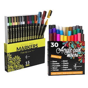 Acheter Ensemble de marqueurs de peinture acrylique 12 couleurs, stylo  marqueur artistique à base d'eau, pointe Fine de 0.7 à 2mm pour l'artisanat  de bricolage