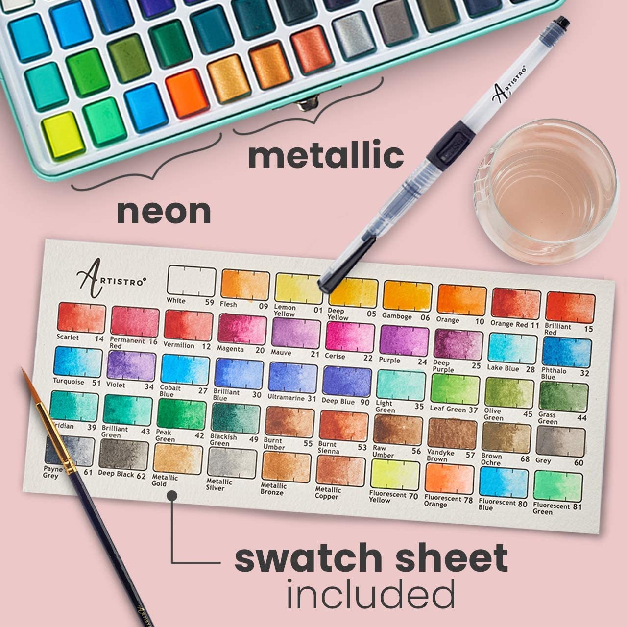 Artistro Watercolor Paint Set 48 Vivid Colors in Portable Box Etsy