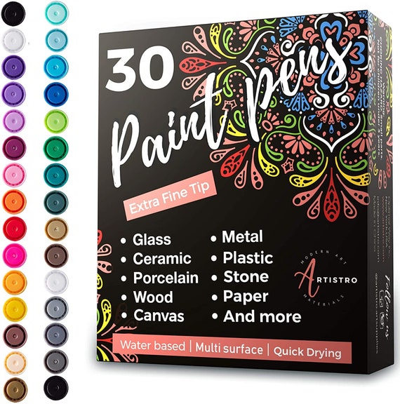 40 Acrylic Markers Extra Fine Tip 30 Multicolor Paint Pens 