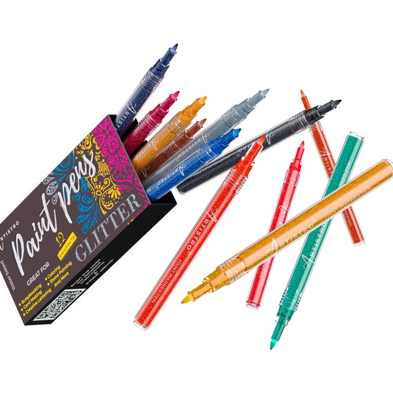  ARTISTRO 12 Glitter Acrylic Paint Pens Extra Fine Tip