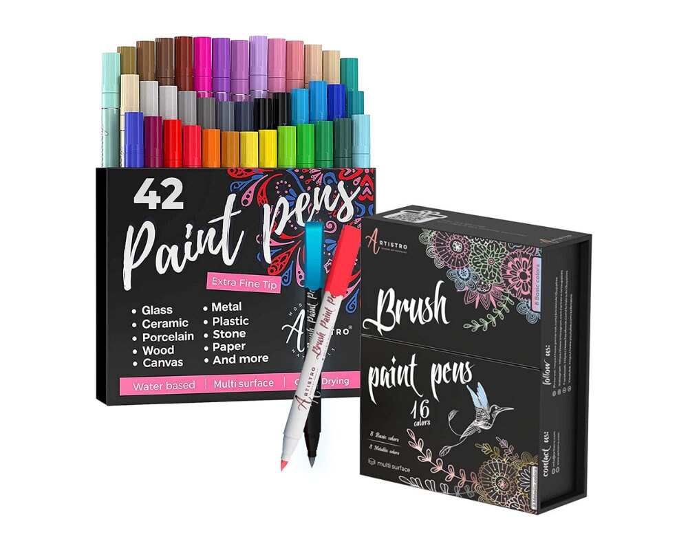 24 Artistro Cute Paint Pens 12 Glitter 12 Gold & Silver Extra Fine Tip  Paint Markers for Rock Painting, Kids Craft, Family Painting 