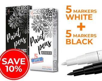 White Paint Pens for Rock Painting, Stone, Ceramic, Glass, Wood. Set of 5  Acrylic Paint Markers White Extra-fine Tip 0.7mm -  Hong Kong