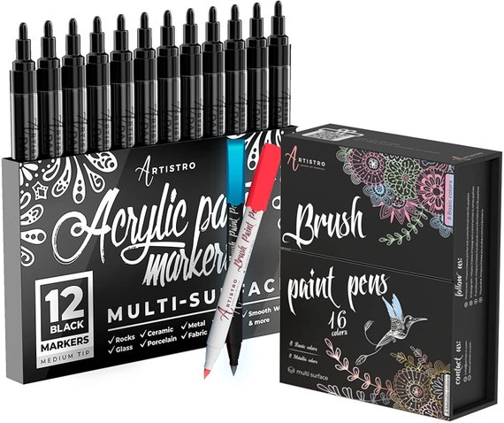 Cute Acrylic Black Paint Pen Black Markers for Rock Painting, Lettering  Wood Art Artist Gifts DIY Projects Set of 12 Pens -  Sweden