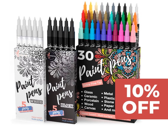 40 Acrylic Markers Extra Fine Tip 30 Multicolor Paint Pens 