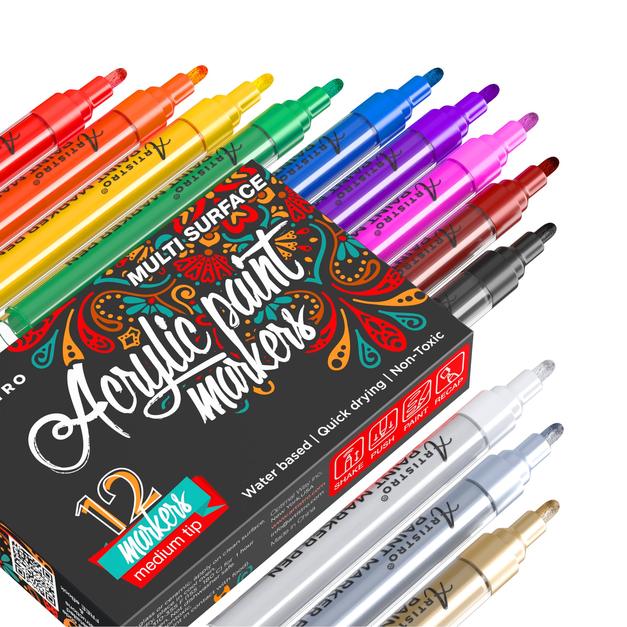 Artistro Outline Markers, 16 Outline Pens, 5 Cards, Gold und Silver  Metallic Outline Markers, Double Line Outline Pens, Self-Outline Metallic  Markers.