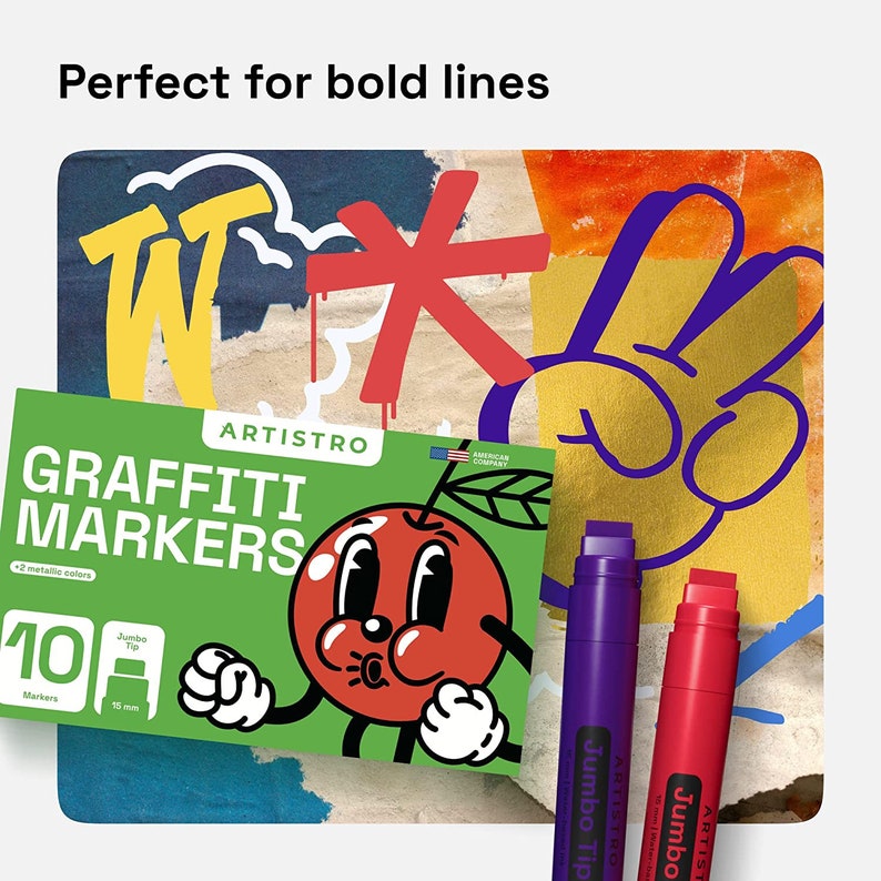 Graffiti Markers 10 Jumbo Colored Markers 15mm Jumbo Felt Etsy