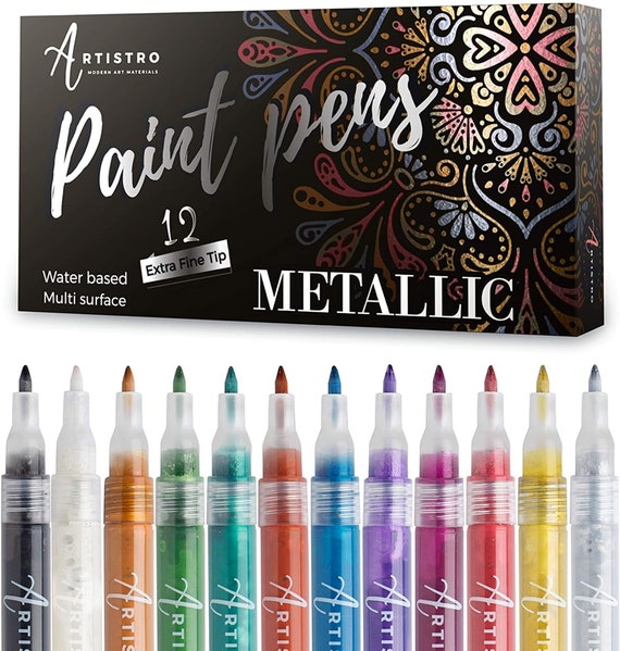 28 Artistro Cute Paint Pens 12 Extra Fine Tip Metallic Markers 16 Brush Tip  Pens for Rock Painting, Wood and Glass Art, Kids Craft 