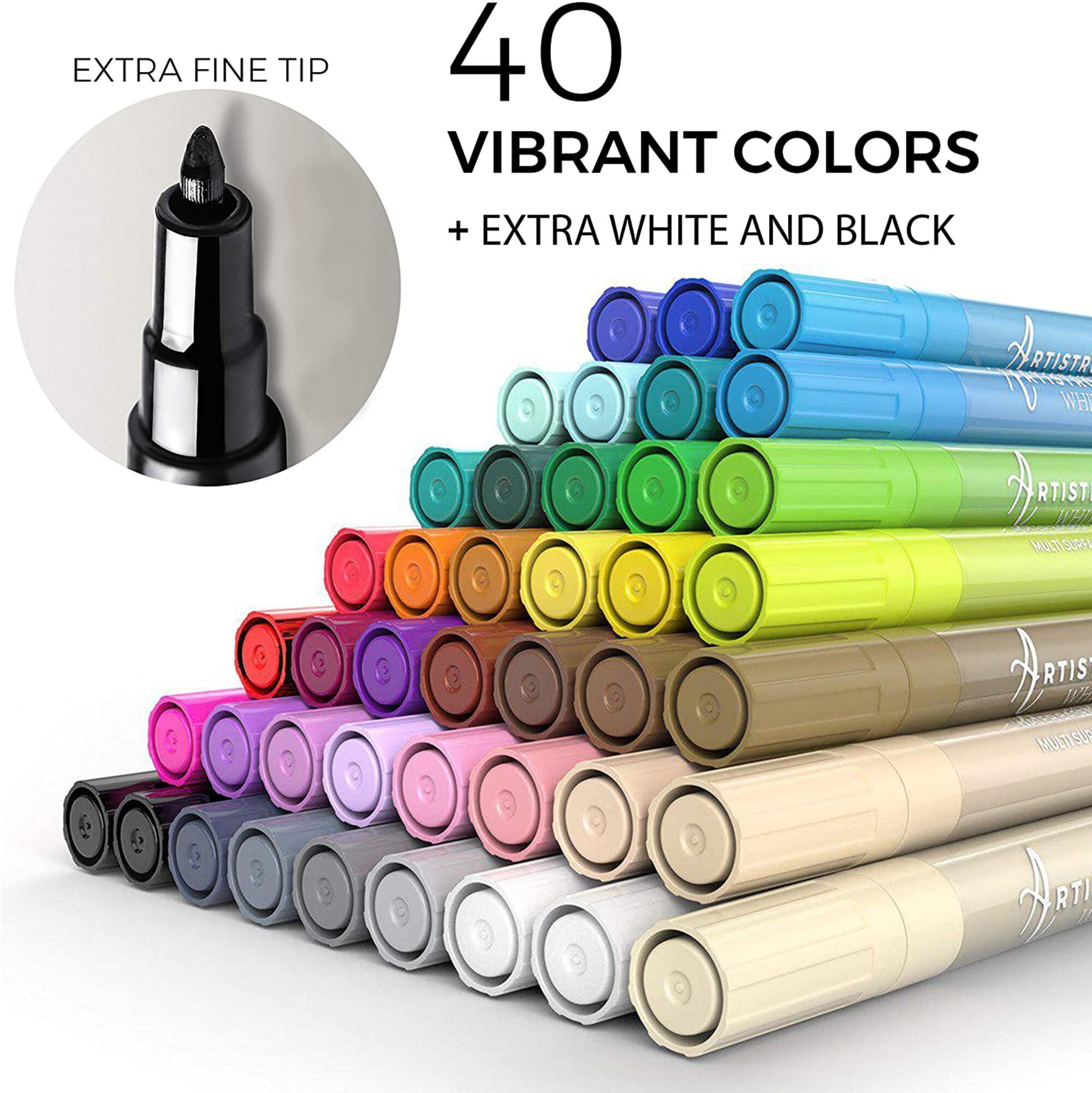 42 Extra Fine Tip Acrylic Paint Markers for Rock Painting, Wood