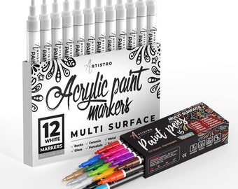 50 Artistro Cute Paint Pens 30 Multicolor 5 White 5 Black Extra Fine  Acrylic Markers for Rock Painting, Family Painting, Kids Craft 