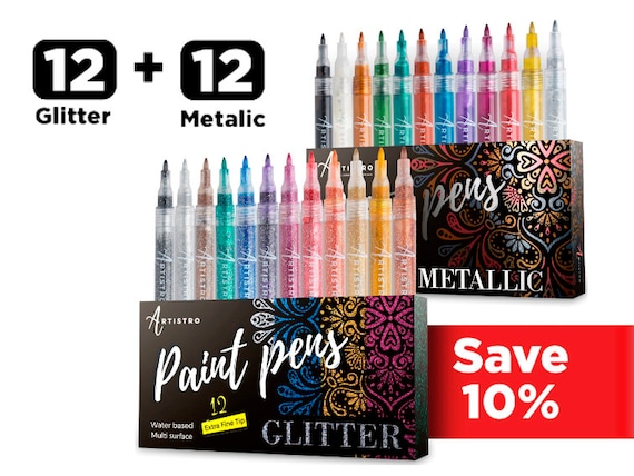 Glitter Paint Pen Set: 12 Glitter Markers