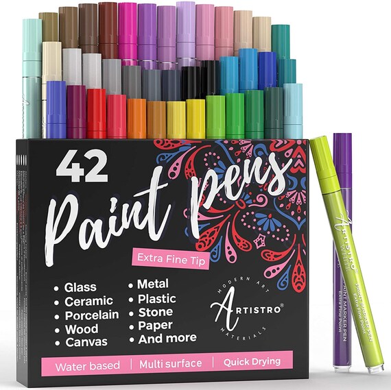 42 Artistro Cute Paint Pens Extra Fine Tip Acrylic Markers for Rock Painting,  Kids Craft, Artist Gift, Art Projects, Best Friend Gift 