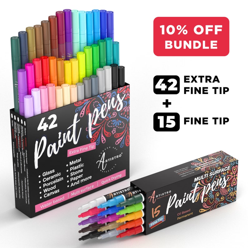 57 Artistro Paint Pens 42 Acrylic Extra Fine Tip Markers Etsy