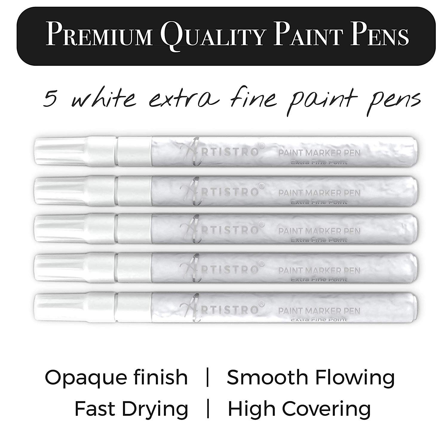 ARTISTRO White Paint Pen for Rock Painting, Stone, 1 Count (Pack of 5)
