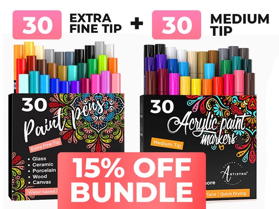 Artistro Acrylic Paint Pens, Extra Fine Tip, 15 Colored Paint Markers