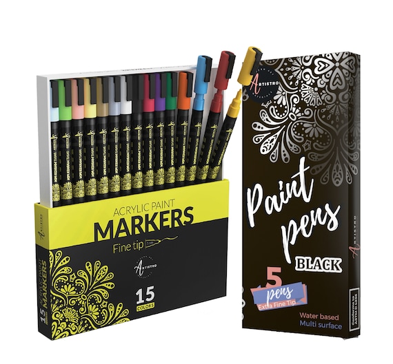 Artistro Black Paint Markers, Extra Fine Tip, 5 Count