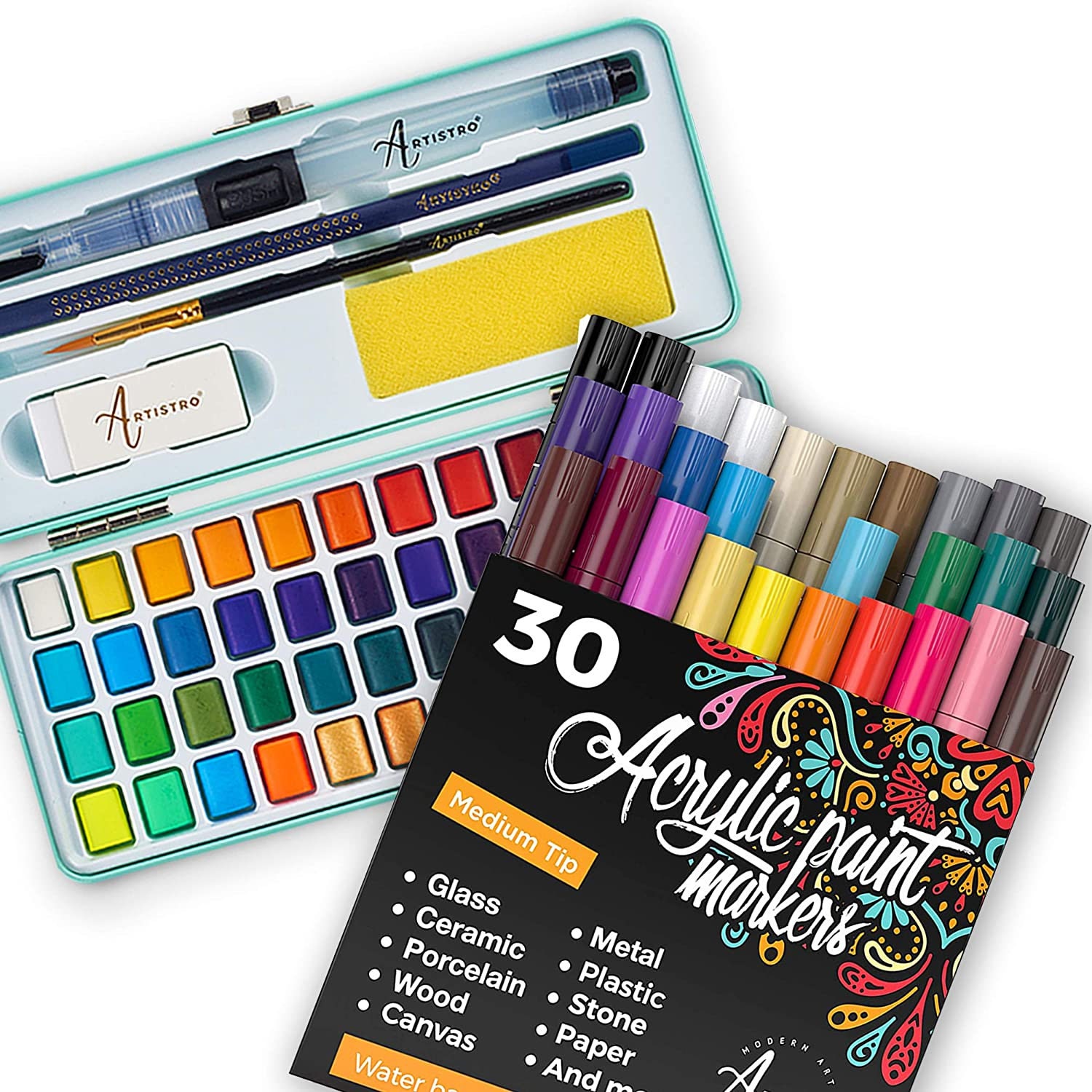 ARTISTRO Acrylic Paint Markers Pens – 30 Acrylic Paint Pens Medium