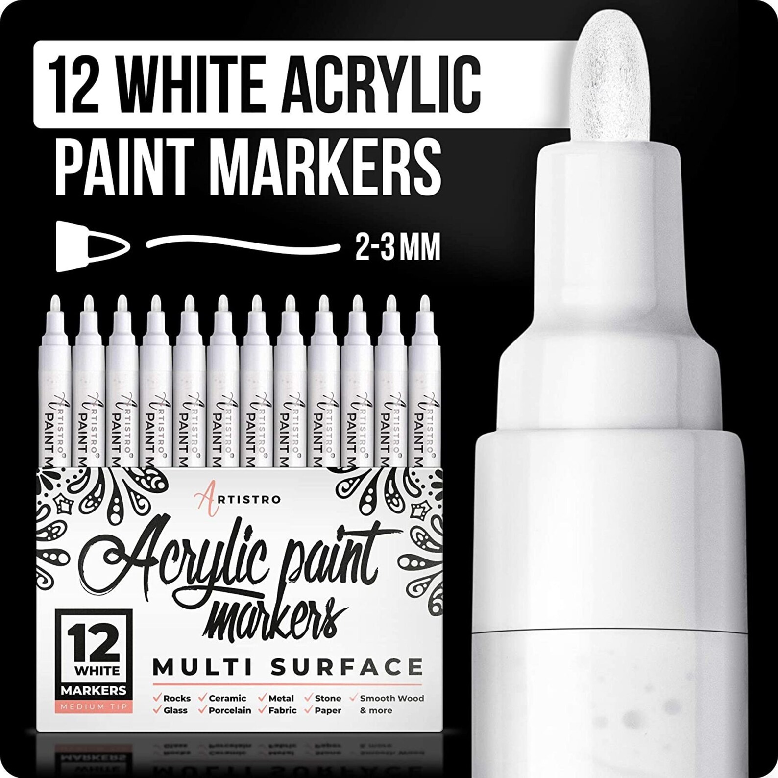 24 Artistro Art Markers 12 Extra Fine Tip Paint Pens 12 Etsy