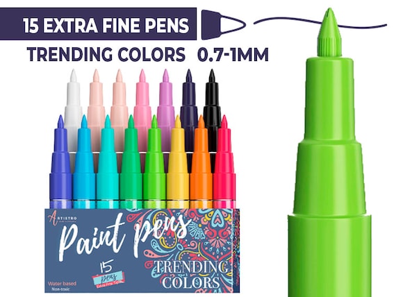 Set of 15 Acrylic Paint Markers Extra-fine Tip 0.7mm Special