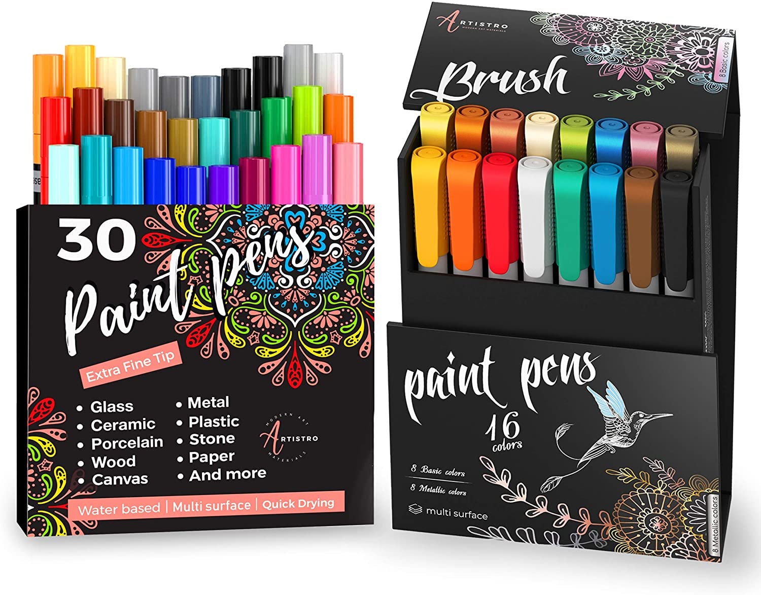  Gold Silver Paint Pens Paint Markers, 6 Pack Waterproof  Oil-Based Paint Pen Set Quick Dry and Permanent Markers with 2 Extra Chisel  Tips for Rock Painting, Stone, Wood, Plastic, Glass, Mugs