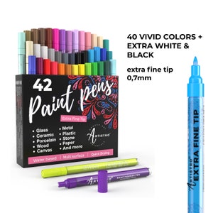 Acrylic Markers Arrtx 32 Colors Fine & Brush Dual Tips Permanent DIY Paint  Pen for Canvas Glass Ceramic Stone Wood Rock Painting 