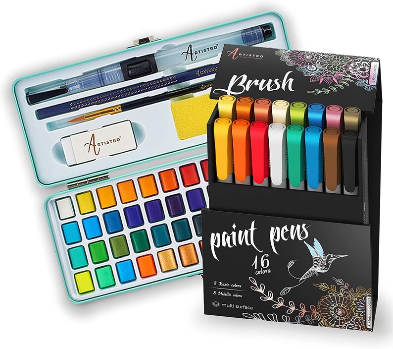 Artistro Watercolor Paint Set 48 Vivid Colors in Portable Box Etsy