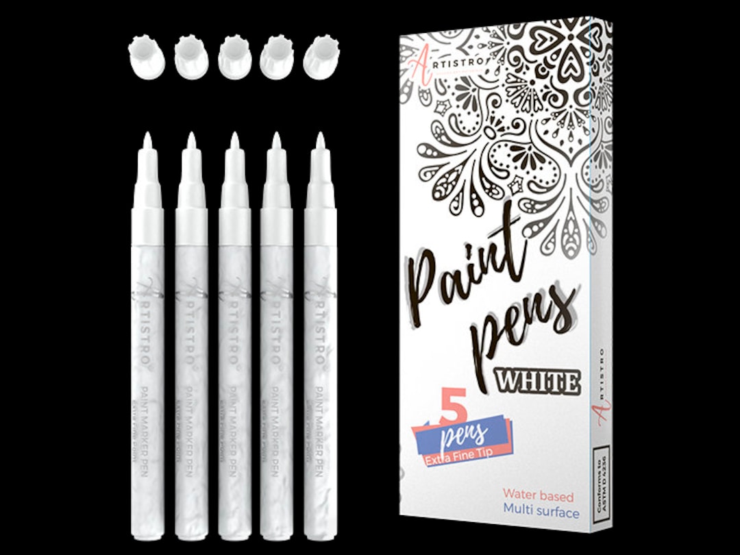 White Black Acrylic Paint Markers Pens Stone Painting Pen Permanent Rocks  Comics Glass Fabric Wood DIY