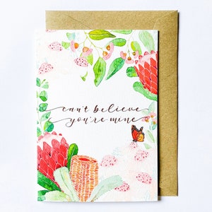 Native Flowers Valentijnsdag Kaart | Leuke jubileumkaart voor koppel | Geïllustreerde Galentines Card | Handgemaakte wenskaarten en enveloppen