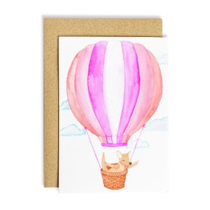 Känguru Heißluftballon Karte | Karte für alle Anlässe | Karte für die Reise | Illustrierte Grußkarte | Handgemachte Grußkarten und Umschläge