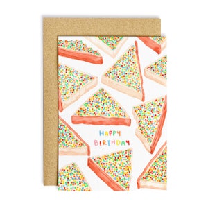 Cartão de aniversário Fairybread | Ilustrações nostálgicas | Aniversário australiano | Cartão de felicitações ilustrado | Cartões de felicitações e envelopes artesanais