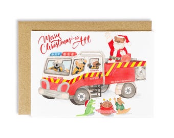 Firefighter Santa Aussie Christmas: Australian Animal Watercolor Art
