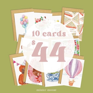 Set of 10 Greeting Cards | Handmade Cards | Set of Greeting Cards | Whimsical Greeting Card | Greeting Cards Pack | Australian Animals Art