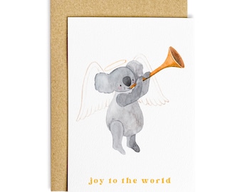 Koala Angel Christmas Card: Australian Watercolor Greeting Card