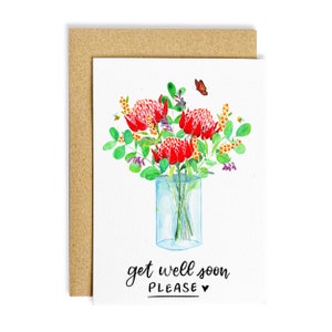 Get Well Soon Native Australian Bouquet Card | Floral Design | Illustrated Greeting Card | Handmade Greeting Cards and Envelopes