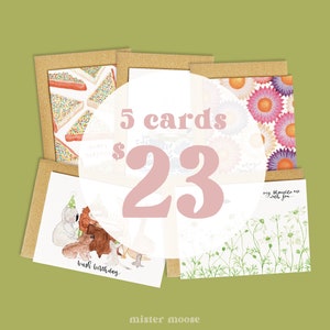 Set of 5 Greeting Cards | Handmade Card Set | Set of Greeting Cards | Whimsical Greeting Card | Greeting Cards Pack | Australian Animals Art
