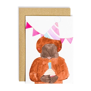 Cartão de aniversário de cupcake de ornitorrinco | Cartão para padeiros | Animais australianos | Cartão de felicitações ilustrado | Cartões de felicitações e envelopes artesanais
