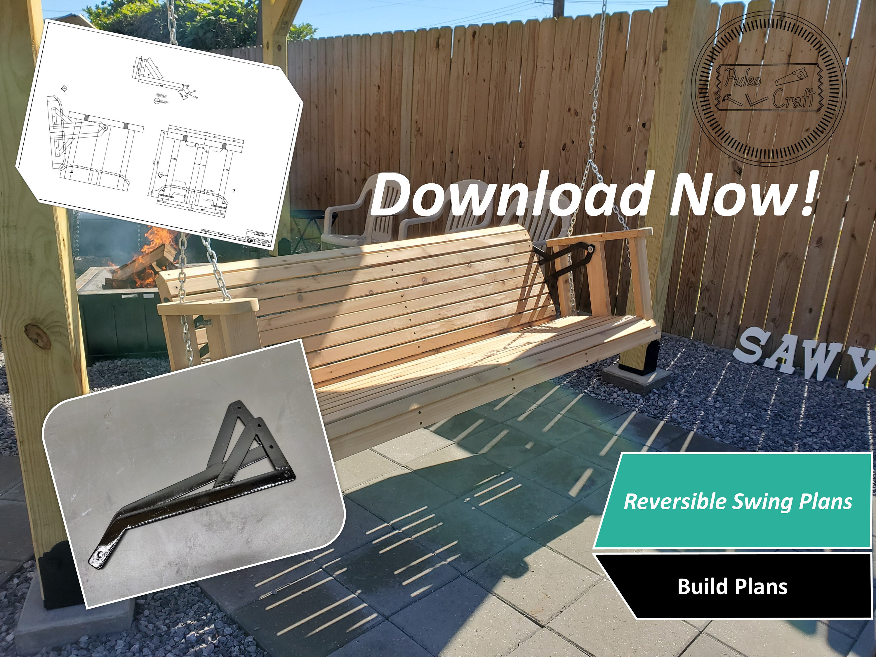 Porch swing with reversible clearance back