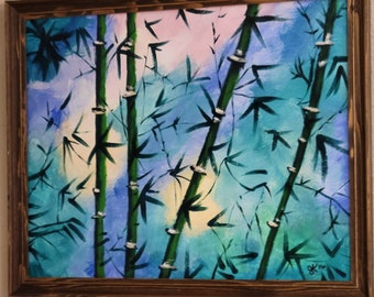 Bamboo fun 16 » x 20 » acrylique sur panneau de toile