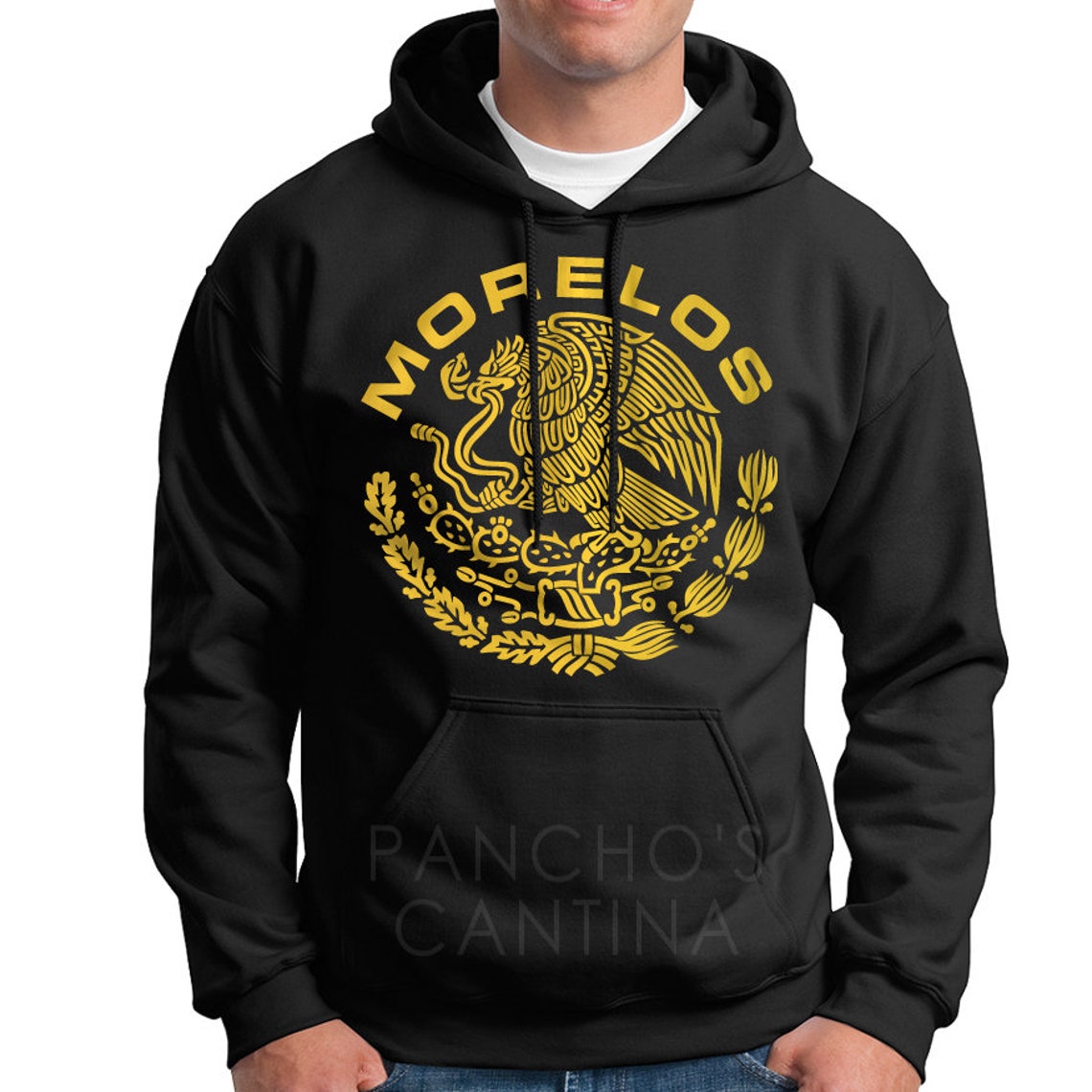 Morelos Hoodie Golden Mexican Eagle Black Morelos Sweatshirt Mexico State S M L 2XL Etsy