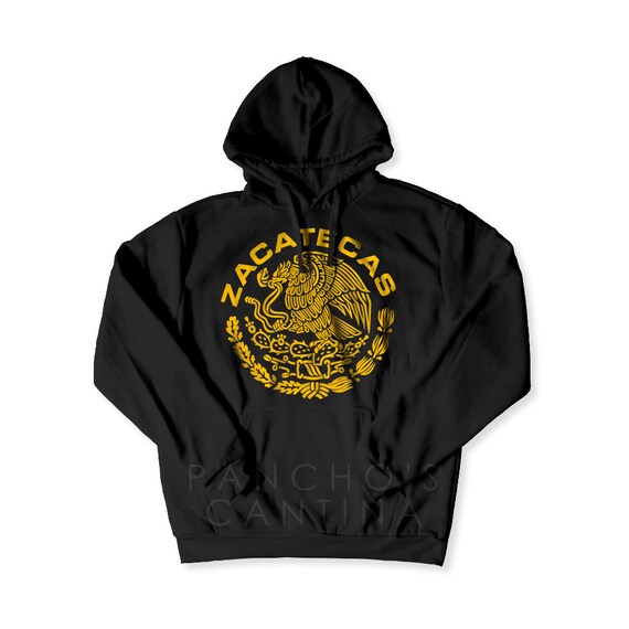Zacatecas Hoodie Golden Mexican Eagle Black Zacatecas Etsy Zacatecas Hoodie Golden Mexican Eagle Black Zacatecas Etsy