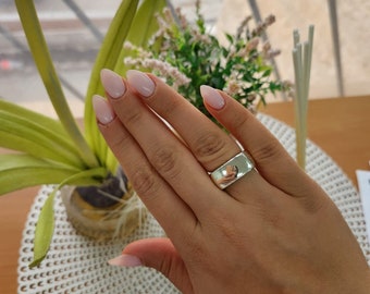 Heavy Sterling Silver Sculptural Ring – Bold 925 Statement Ring for Women, Modern Minimalist Handmade Jewelry