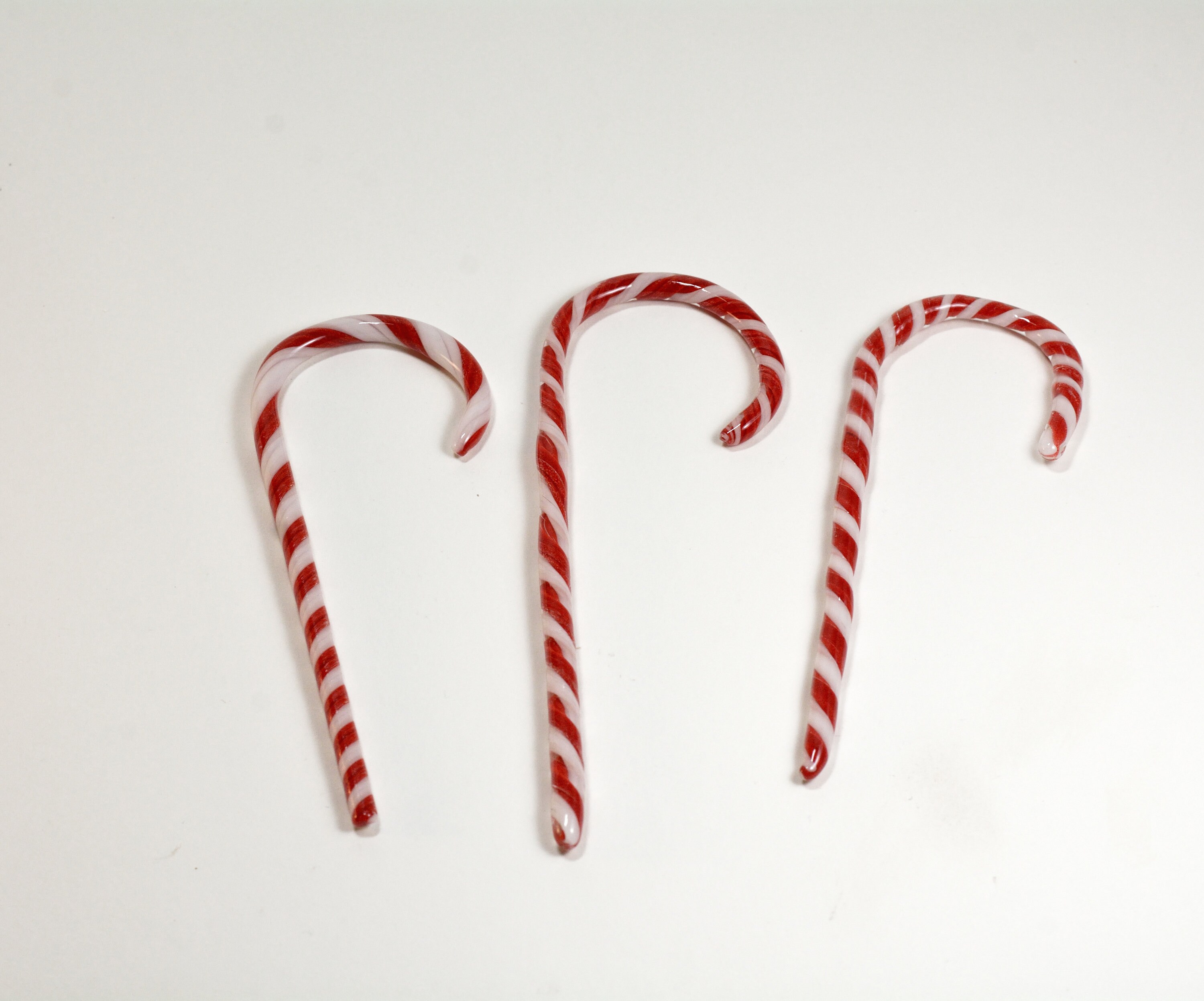 Set of 3 hand blown glass candy canes Etsy