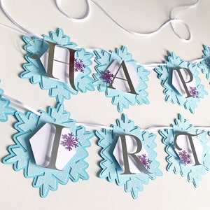 Snowflake themed party personalised banner, frozen themed party decorations, custom party banner, elsa, winter snow party