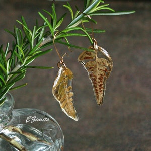 Real Fern Resin Earrings: Botanical Pressed Flower Jewelry. Handmade in USA.