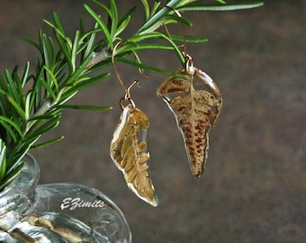 Real Fern Resin Earrings: Botanical Pressed Flower Jewelry. Handmade in USA.