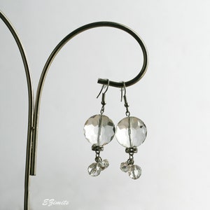 Clear crystal bead earrings for women. Sparkly dangle earrings. Gift for her.