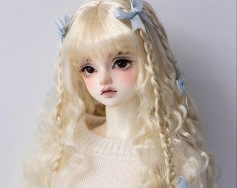 Girl BJD Doll Wig, Long Wavy Hair with Braids for 1/3 1/4 Bjd SD MSD Doll